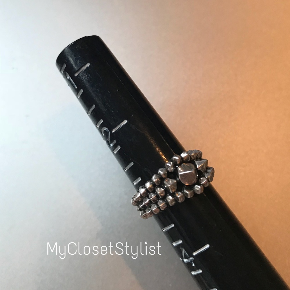 House of Harlow Studded MIDI Silver Rocker Ring! 3 - Picture 8 of 9